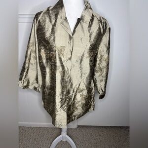 Chico's Vintage metallic Floral Shirt size 3 or L